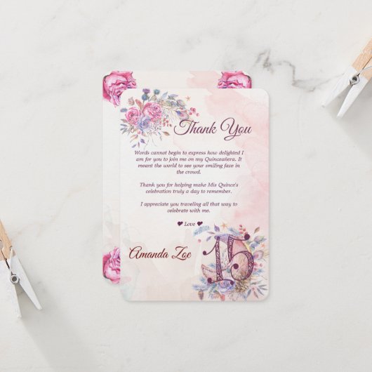 Mis 15 Vielen Dank Hinweis (Vorderseite/Rückseite Beispiel)