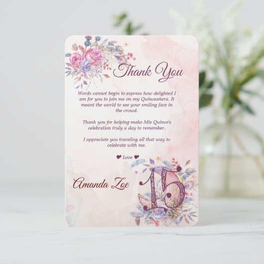 Mis 15 Vielen Dank Hinweis (Stehend Vorderseite)