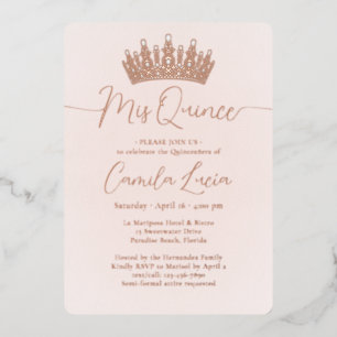 Mis Quince 3 Foto-Collage Quinceañera-Krone Rosa Folieneinladung