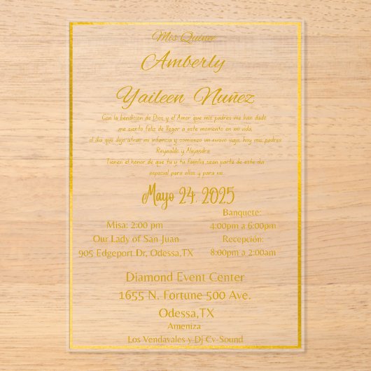 MIS QUINCE ACRYLEINLADUNGEN (Vorderseite)