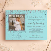 Mis Quince Anos Blue Silver Spanish Trendy Foto Einladung