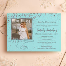 Mis Quince Anos Blue Silver Spanish Trendy Foto