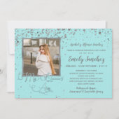 Mis Quince Anos Blue Silver Spanish Trendy Foto Einladung (Vorderseite)