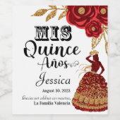 Mis Quince Anos Burgund Blumenstrauß-Western Weink Weinetikett (Einzelnes Label)