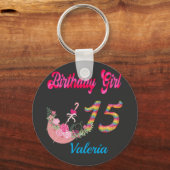 Mis Quince Años Colorful Birthday Girl Custom Schlüsselanhänger (Vorderseite)