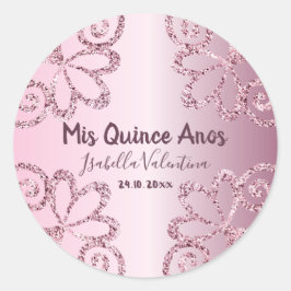 Mis Quince Anos Glitzer Blush Pink Runder Aufkleber