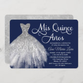 Mis Quince Años Invitación de Quinceañera Azul Einladung (Vorne/Hinten)