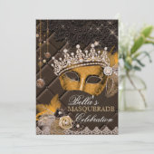 Mis Quince Anos Masquerade Party Einladung (Stehend Vorderseite)