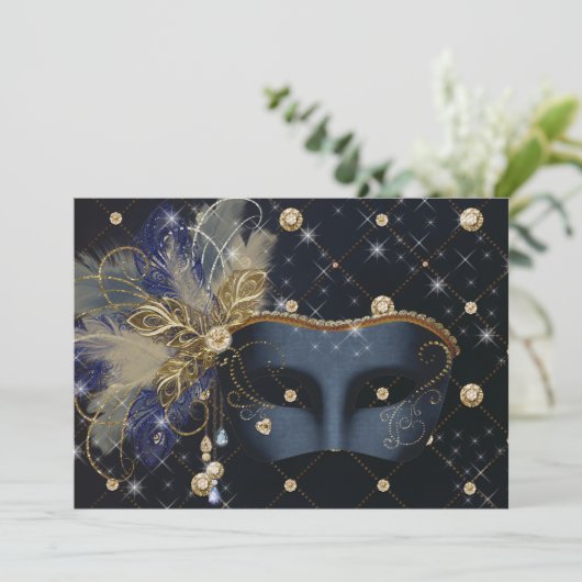 Mis Quince Anos, Masquerade-Party Einladungen (Stehend Vorderseite)