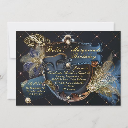 Mis Quince Anos, Masquerade-Party Einladungen (Rückseite)