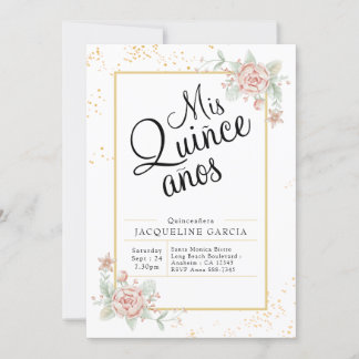 Mis Quince Anos Pink Floral Quinceañera Einladung