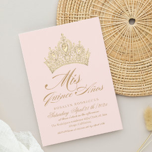 Mis Quince Anos Pink Gold Einladung