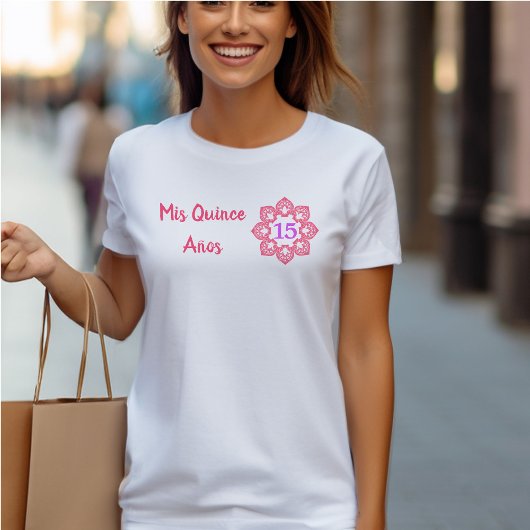 Mis Quince Anos Pink Papel Picado Quinceanera T-Shirt