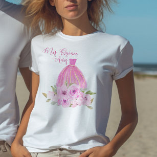 Mis Quince Anos Pink Prinzessin Floral 15. Geburts T-Shirt