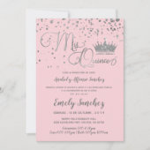 Mis Quince Anos Pink Silver Confetti Spanisches Fo Einladung (Vorderseite)