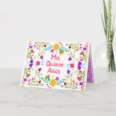 Mis Quince Anos Quinceanera Floral Mexican Fiesta Einladung (Vorderseite)