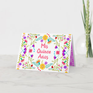 Mis Quince Anos Quinceanera Floral Mexican Fiesta Einladung