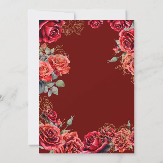 Mis Quince Años Rote Rosen Chic Elegant Save The Date (Rückseite)