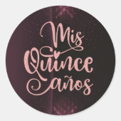 Mis Quince Años Round Stickers | Elegant Burgundy  (Vorderseite)