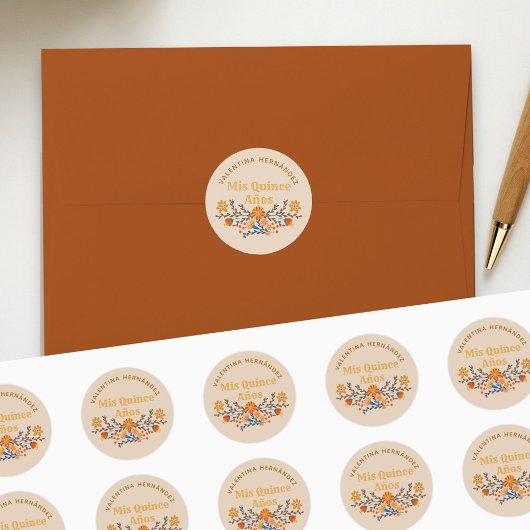 Mis Quince Anos Western Mexicanisches Blumenkohl Runder Aufkleber