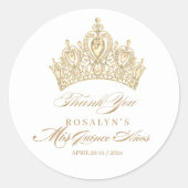 Mis Quince Anos White Gold Tiara Eleganter Sticker (Vorderseite)