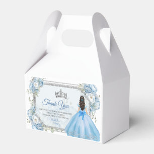 Mis Quince Blue Floral Silver Crown Quinceañera Geschenkschachtel
