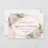 Mis Quince Boho Celebration Thanks Card Blush Pink Dankeskarte (Vorderseite)