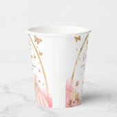 Mis Quince Boho Floral Blush Pink Quinceanera Pappbecher (Rechts)