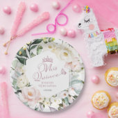 Mis Quince | Boho Floral Frame Quinceañera Pappteller (Party)