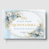 Mis Quince Boho Gästebuch mit Blau Gold Grün (Vorderseite)