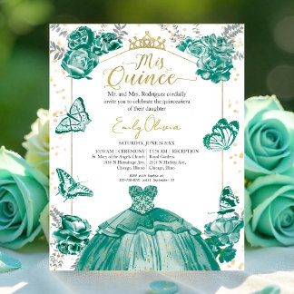 Mis Quince Budget Einladung Emerald Green Dress