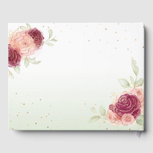 Mis Quince Burgundy Blush Gold Floral Quinceanera Gästebuch (Rückseite)