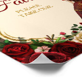 Mis Quince Burgundy Floral Rustikale Favoriten Poster (Ecke)