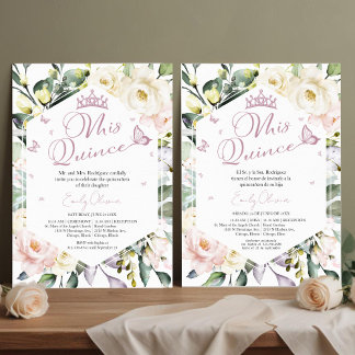 Mis Quince Butterfly Floral Quinceañera Bilingual Einladung
