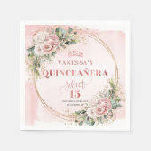 Mis Quince Celebration Napkins Blush Pink Floral Serviette (Vorderseite)