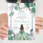 Mis Quince Dusty Green & Silver Floral Quinceanera Einladung<br><div class="desc">Dusty Green & Silver Floral Quinceanera Einladung Mis Quince Anos,  15. Geburtstag, </div>