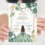 Mis Quince Dusty Green & White Einladung zum Gebur<br><div class="desc">Mis Quince Sage Green & White Geburtstag Einladung Mis Quince Anos,  15. Geburtstag</div>
