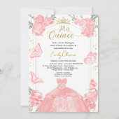 Mis Quince Einladung Bilingual Pink Dress Floral (Rückseite)
