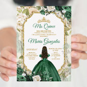 Mis Quince Emerald Green 15 Anos Gold Crown Einladung