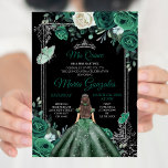 Mis Quince Emerald Green & Black Birthday Einladung<br><div class="desc">Mis Quince Emerald Green & Black Geburtstag Einladung Mis Quince Anos,  15. Geburtstag.</div>