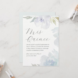 Mis Quince Floral Birthday Quinceañera Laid Paper Einladung