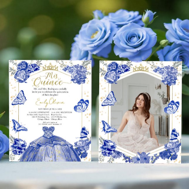 Mis Quince Foto Budget Einladung Royal Blue (Von Creator hochgeladen)