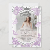 Mis Quince Foto Einladung bilingualer Lavendel (Rückseite)