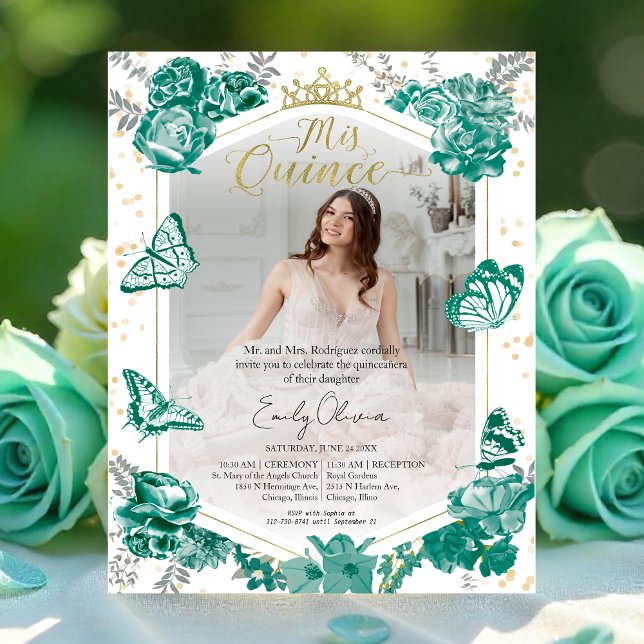 Mis Quince Foto Einladung Emerald Green (Von Creator hochgeladen)