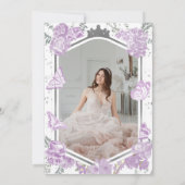Mis Quince Foto Einladung Lavender Floral Silver (Rückseite)
