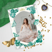 Mis Quince Foto Einladung Spanisch Emerald Green