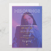 Mis Quince krankño moderno con foto Einladung (Vorne/Hinten)