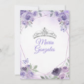 Mis Quince Lila Lavender 15 Anos Silver Crown Einladung (Rückseite)