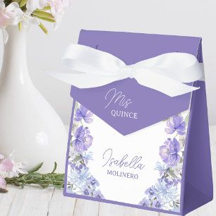 Mis Quince Lila Peri Florale Quinceanera-Party Geschenkschachtel