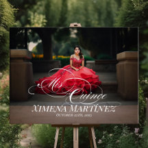 Mis Quince Quinceanera Begrüßungszeichen mit Foto
